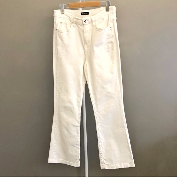 Massimo Dutti White Boot Cut Fit Flared Low Rise Boho High Rise Denim Jeans. US8 - Picture 15 of 16